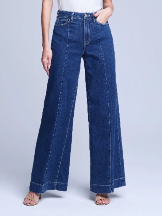 L'AGENCE Denim - L’AGENCE Sandy Durango Blue High‑Rise Wide Leg Jeans – Front Seam - 24 - NWT
